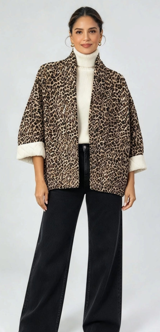 Animal Print Quilted Overcoat
