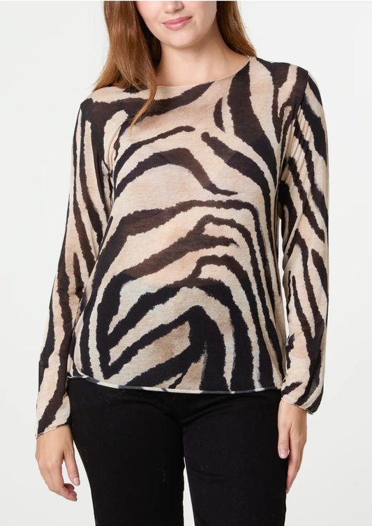 Cashmere Blend Zebra Top
