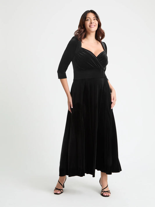 Scarlett & Jo Elizabeth Dark Navy Velvet Maxi Dress