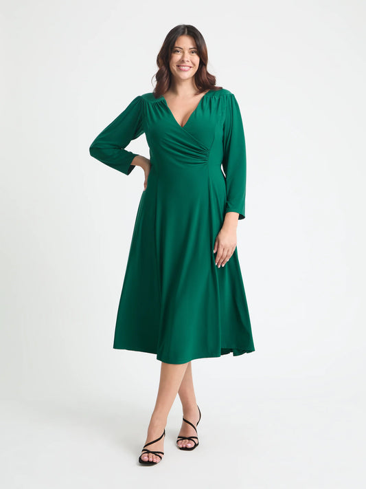 Scarlett & Jo Louise Green Wrap Fit & Flare Dress