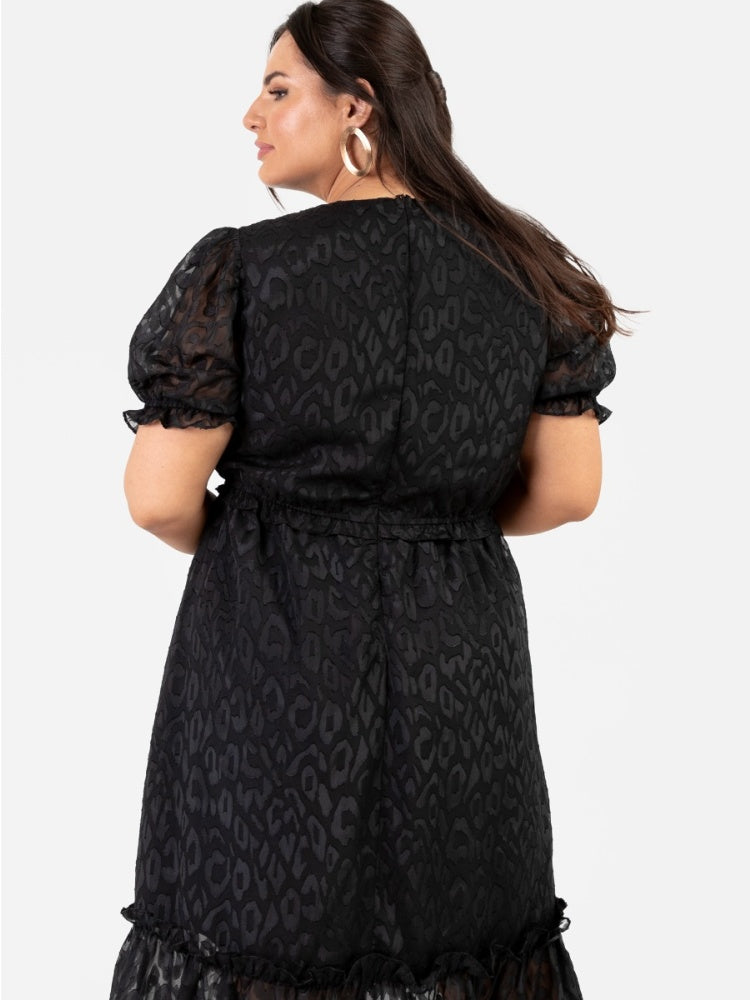 Lovedrobe Black Animal Pattern Midi Dress