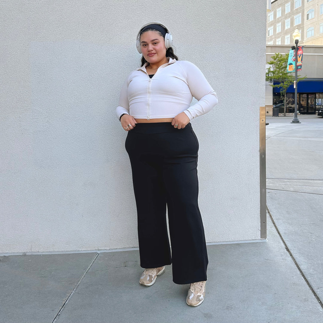 Snag Wide Leg Leggings In Black