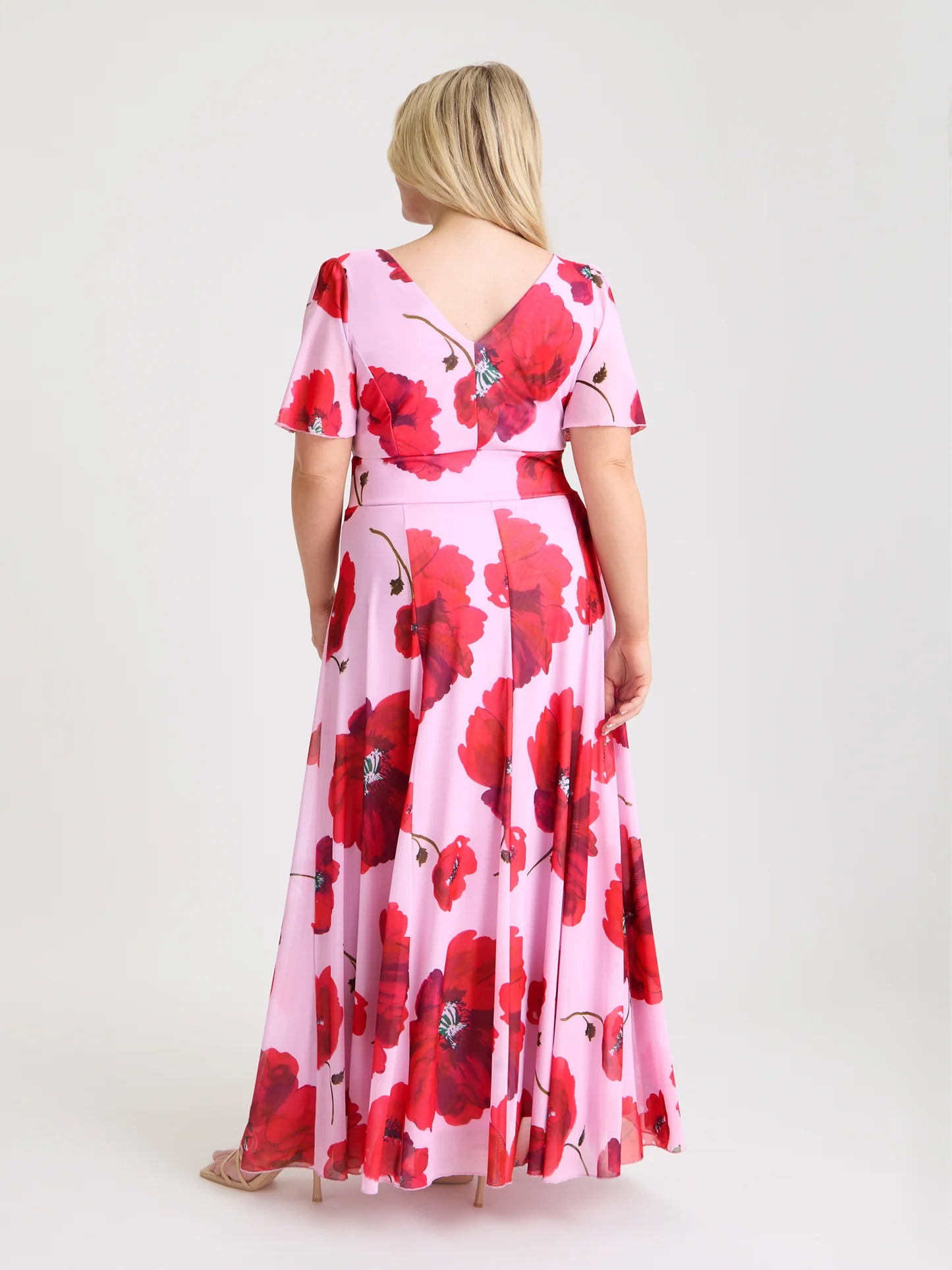 Scarlett & Jo Isabelle Pink Red Poppy Maxi Dress
