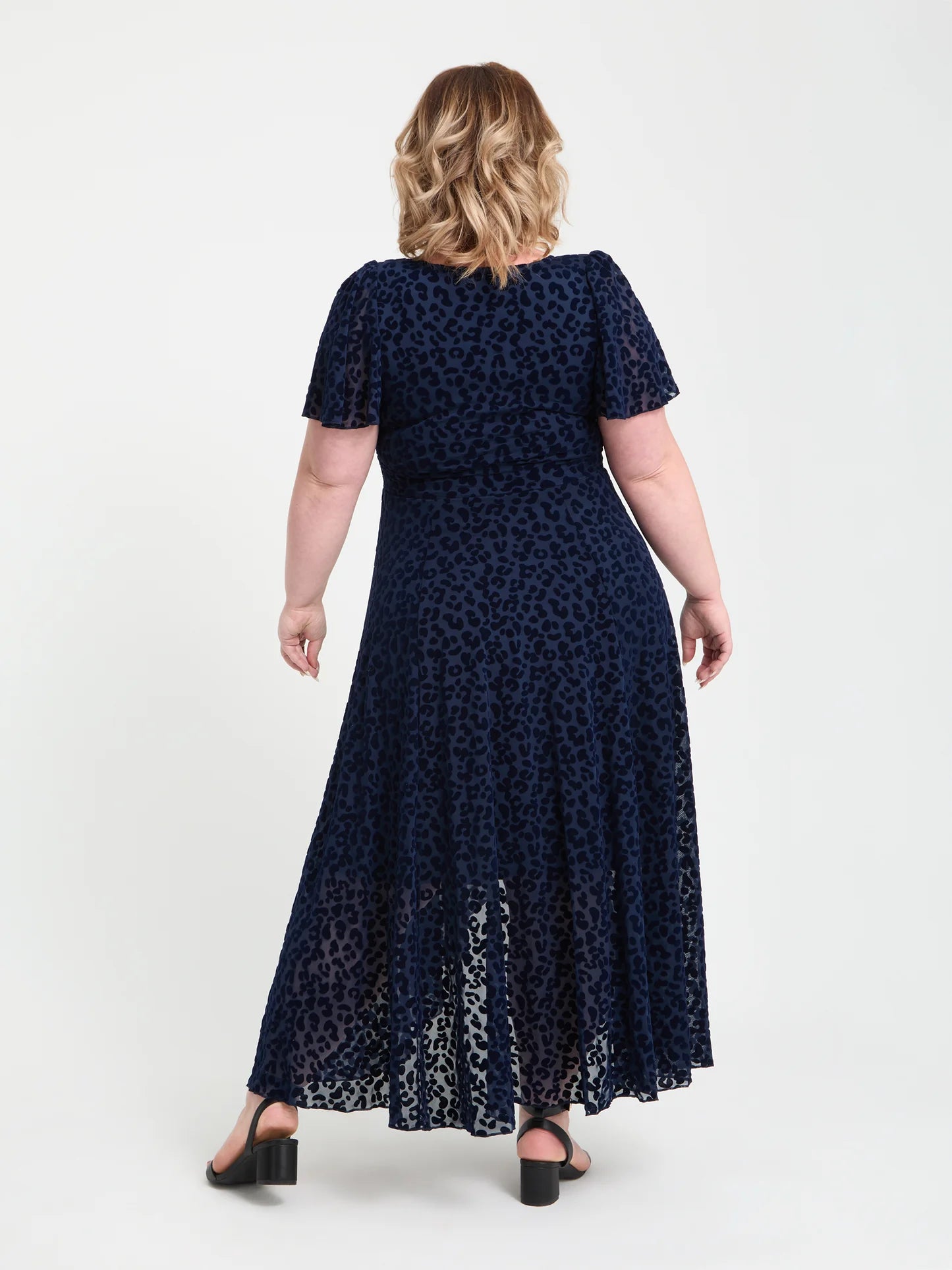 Scarlett & Jo Petite Tilly Navy Cheetah Flock Dress