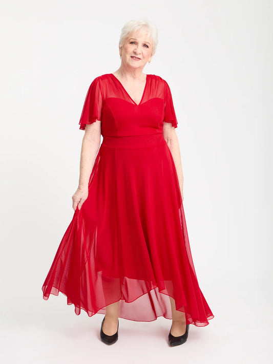 Scarlett & Jo Petite Tilly Solid Red Dress