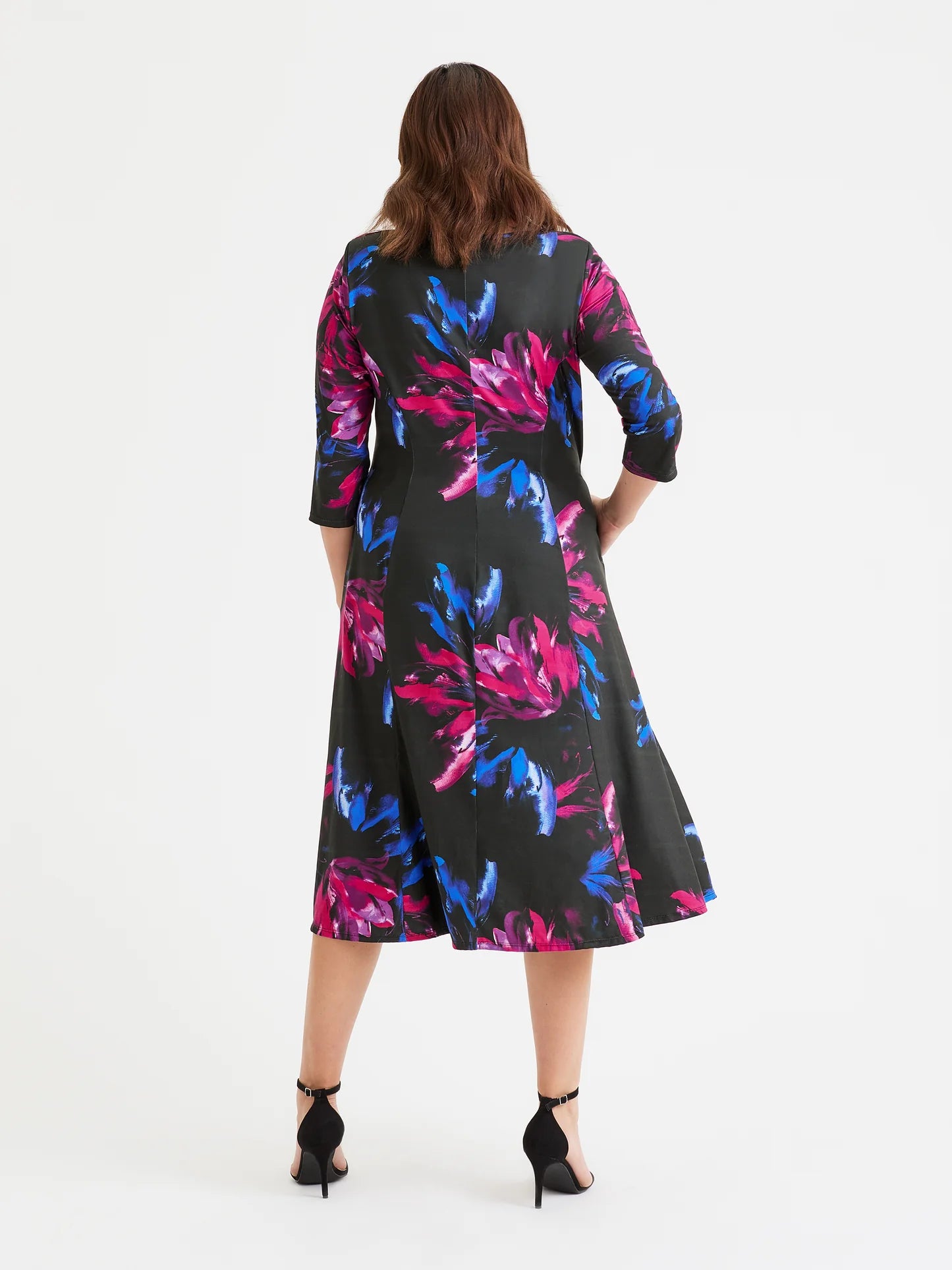 Scarlett & Jo Claudia Black Blue Pink Knot Front Dress