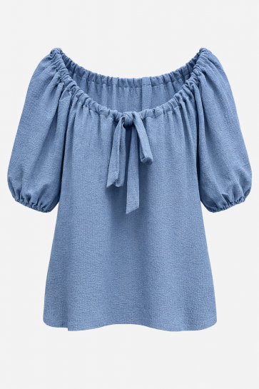 Ribbed Waffle Tie Detail Top
