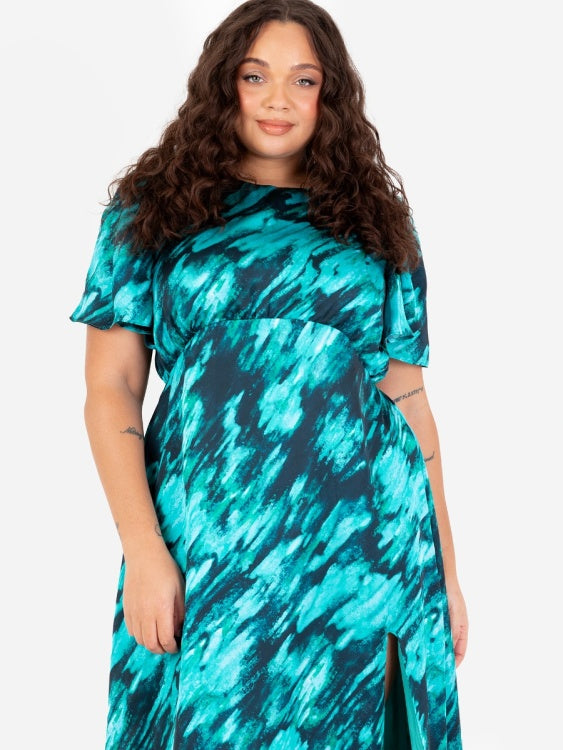 Lovedrobe Marble Effect Short Sleeve Midaxi Dress