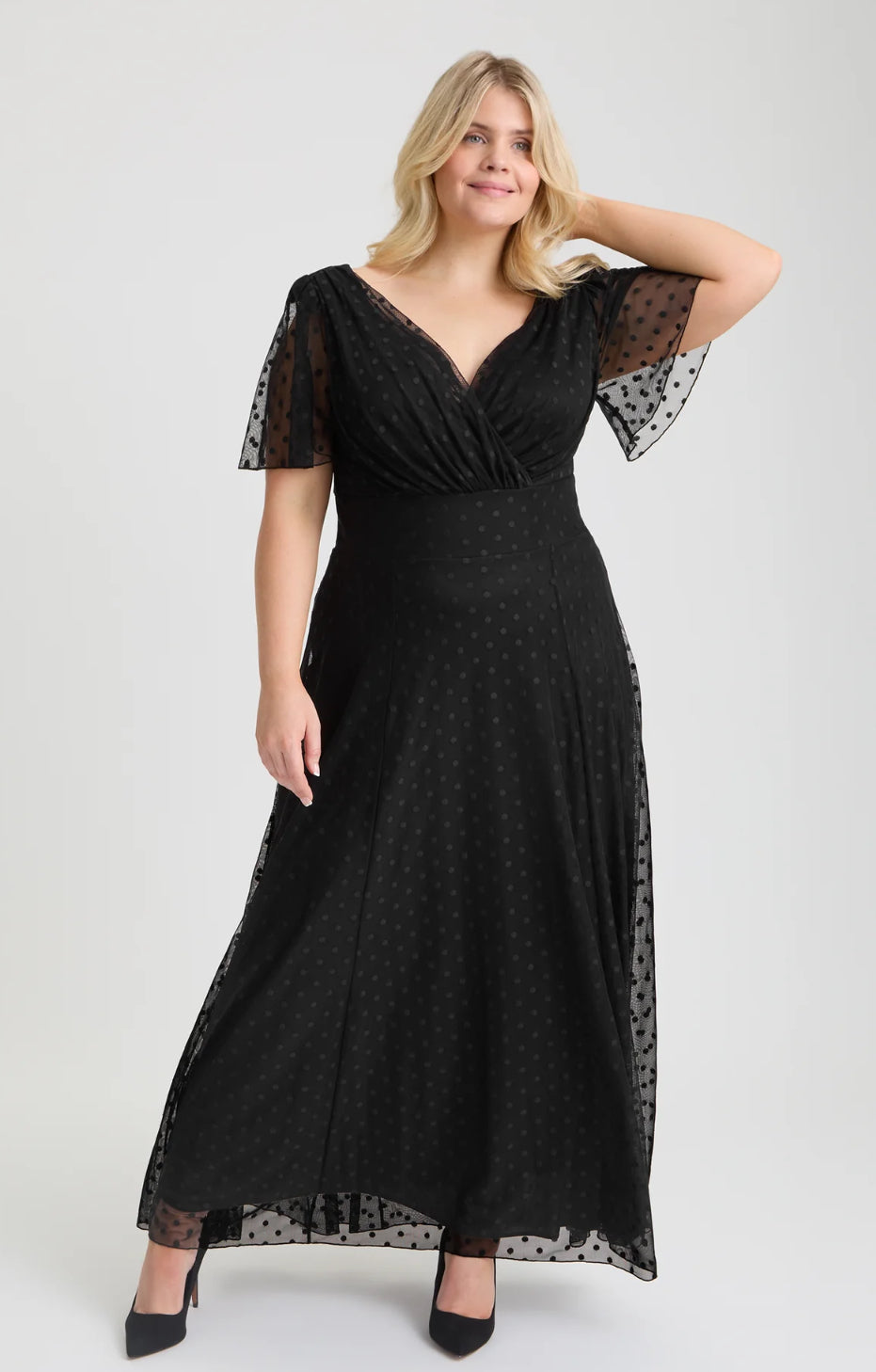 Scarlett & Jo Isabelle Dobby Spot Maxi Dress