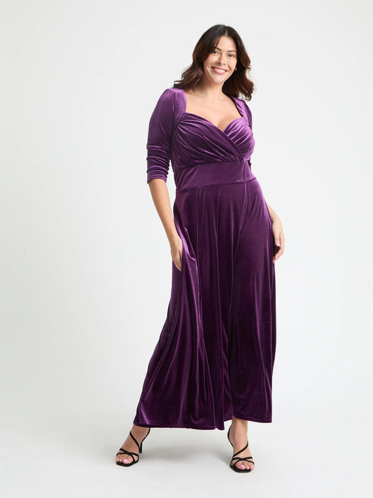 Scarlett & Jo Elizabeth Purple Velvet Maxi Dress