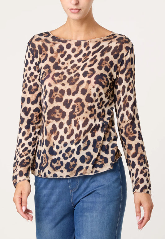 Cashmere Blend Leopard Print Top