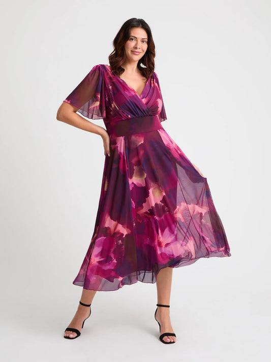 Scarlett & Jo Victoria Wine Pink Midi Dress
