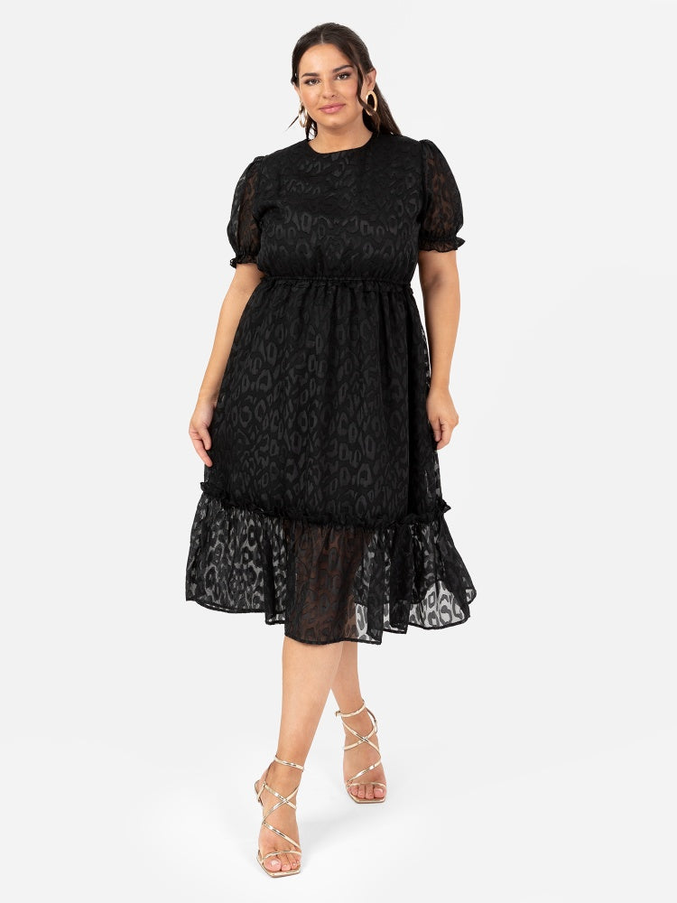 Lovedrobe Black Animal Pattern Midi Dress