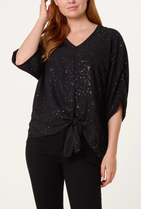 Glitter Front Knot Top