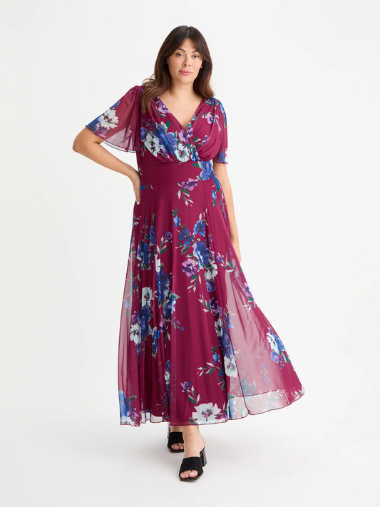 Scarlett & Jo Isabelle Wine Blue Maxi Dress