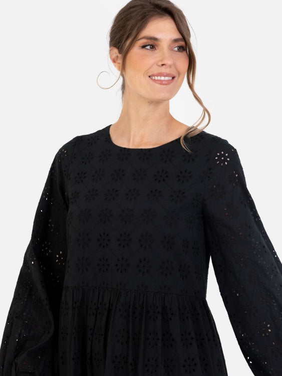 Lovedrobe Long Sleeve Broderie Smock Dress