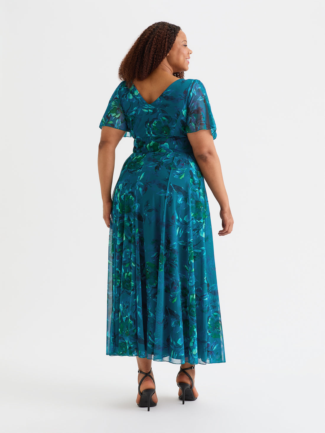 Scarlett & Jo Isabelle Teal Blue Peacock Maxi Dress