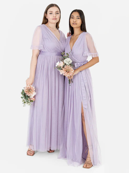 Anaya Dusty Lilac Faux Wrap Maxi Dress