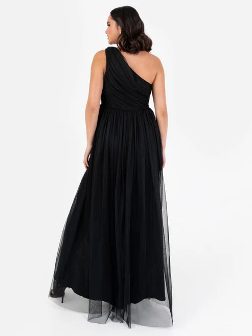 Anaya Black One Shoulder Maxi Dress