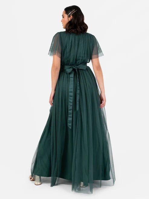 Anaya Emerald Green Faux Wrap Maxi Dress