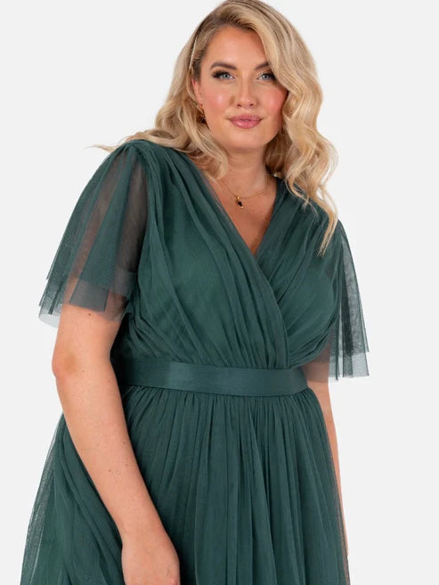 Anaya Emerald Green Faux Wrap Maxi Dress