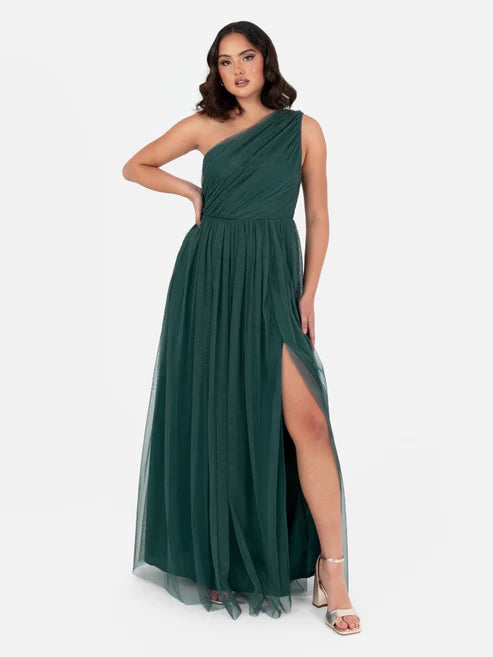 Anaya Emerald Green One Shoulder Maxi Dress
