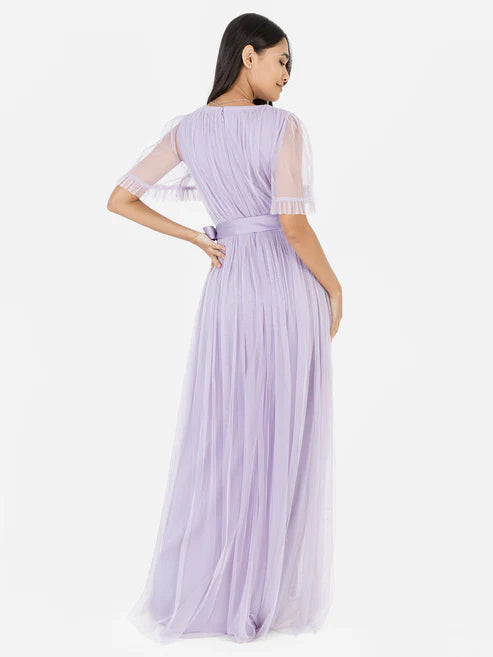 Anaya Dusty Lilac Faux Wrap Maxi Dress