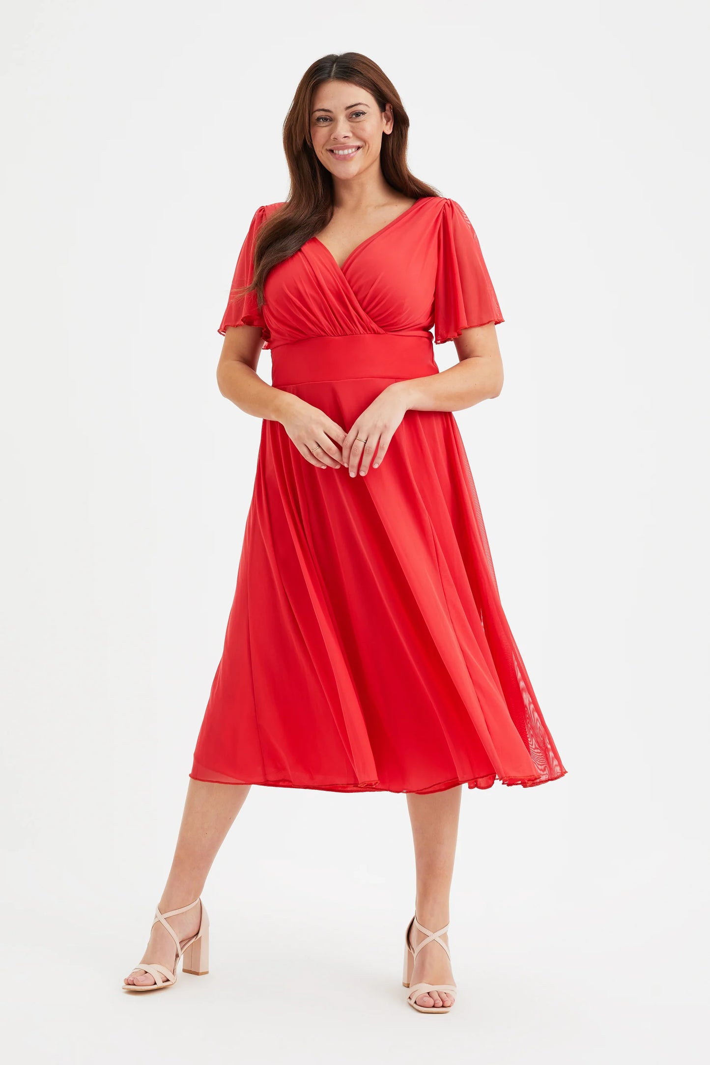 Scarlett & Jo Victoria Red Midi Dress