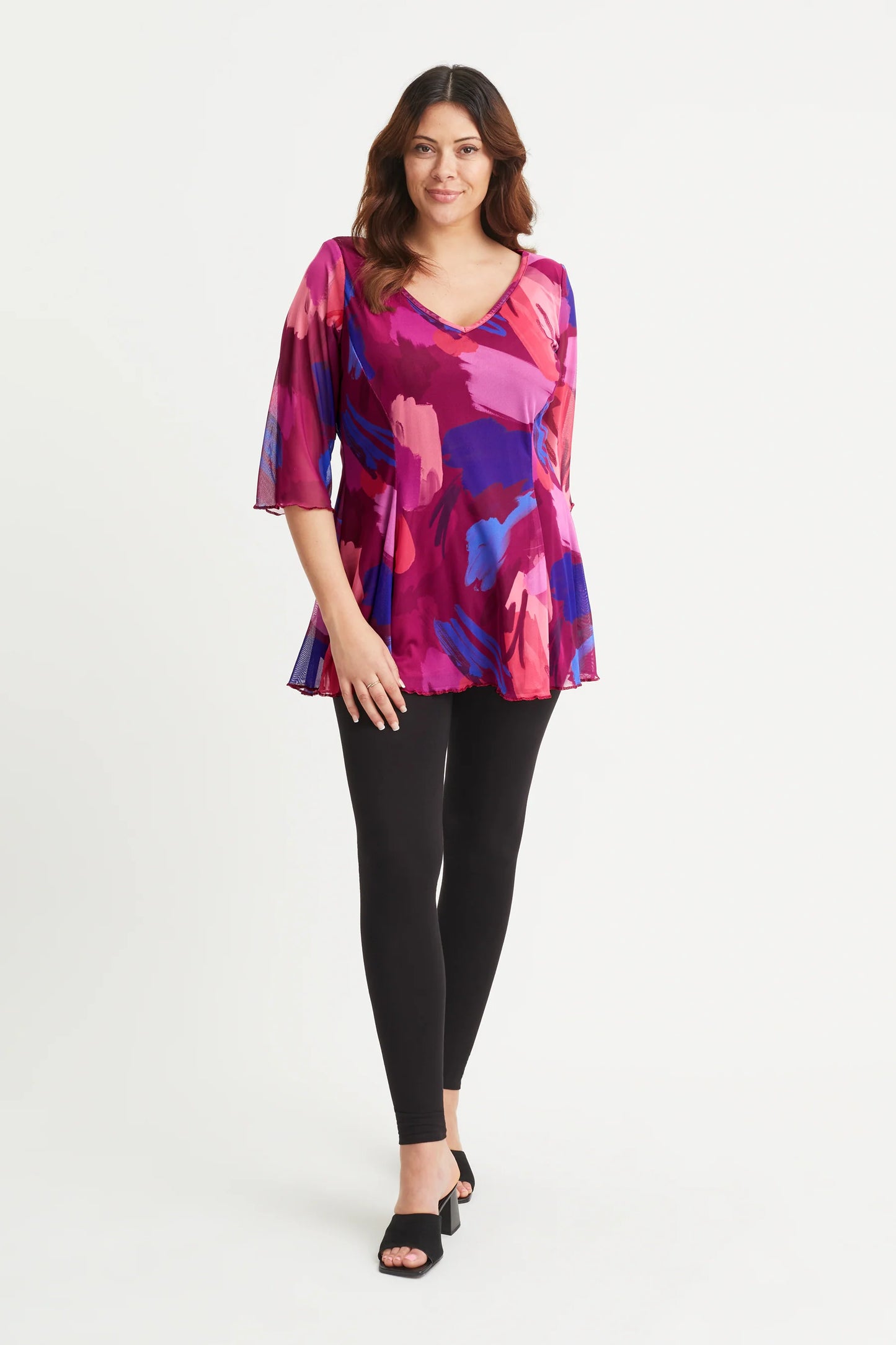 Scarlett & Jo Magenta Splash V Neck Tunic