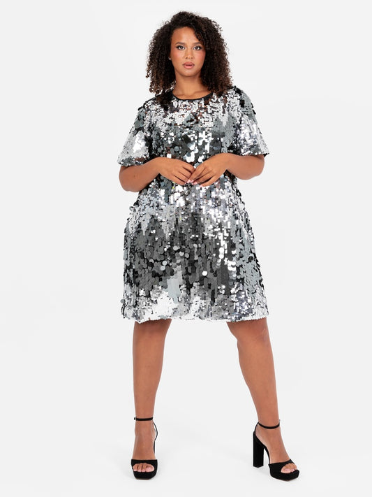 Lovedrobe Sequin T Shirt Swing Mini Dress