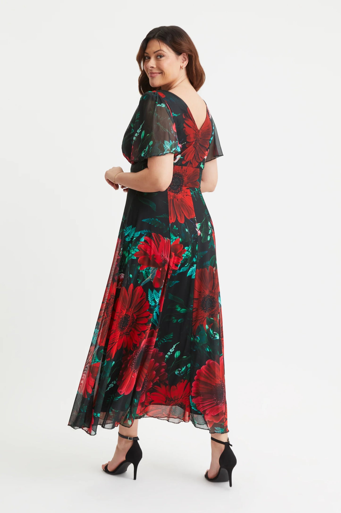 Scarlett & Jo Isabelle Black Red Poppy Maxi Dress