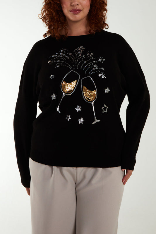 Christmas Jumper With Gold Glasses