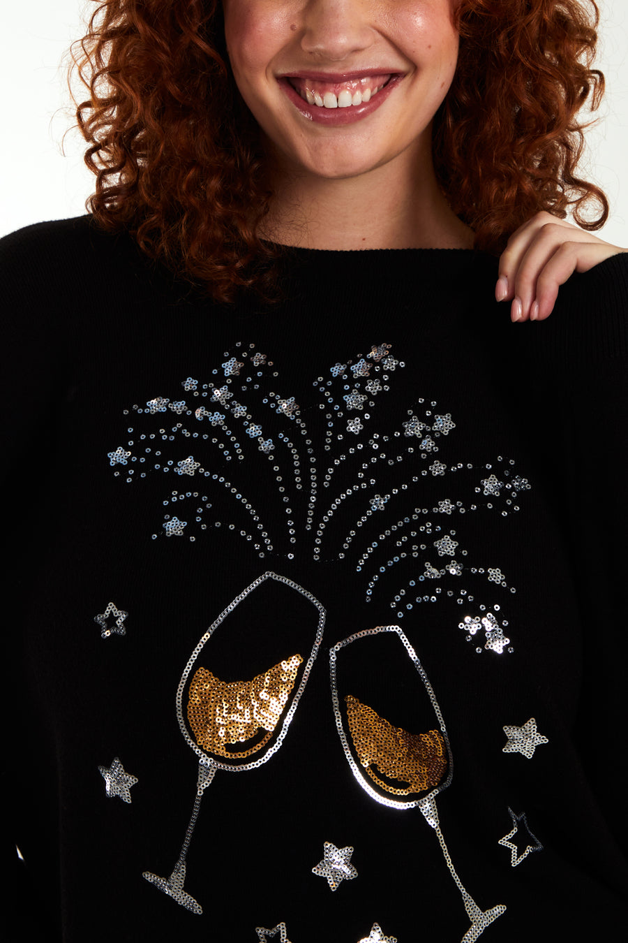 Christmas Jumper With Gold Glasses