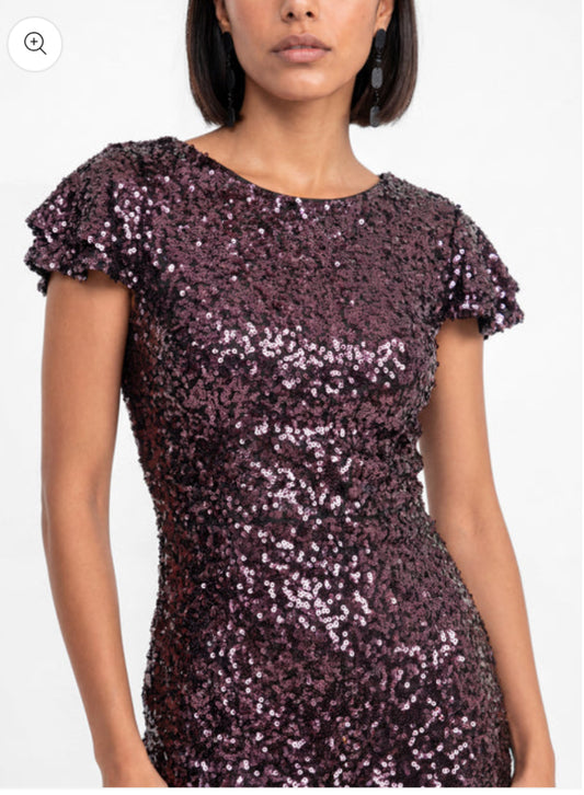 Maya Purple Sequin V Back Maxi Dress