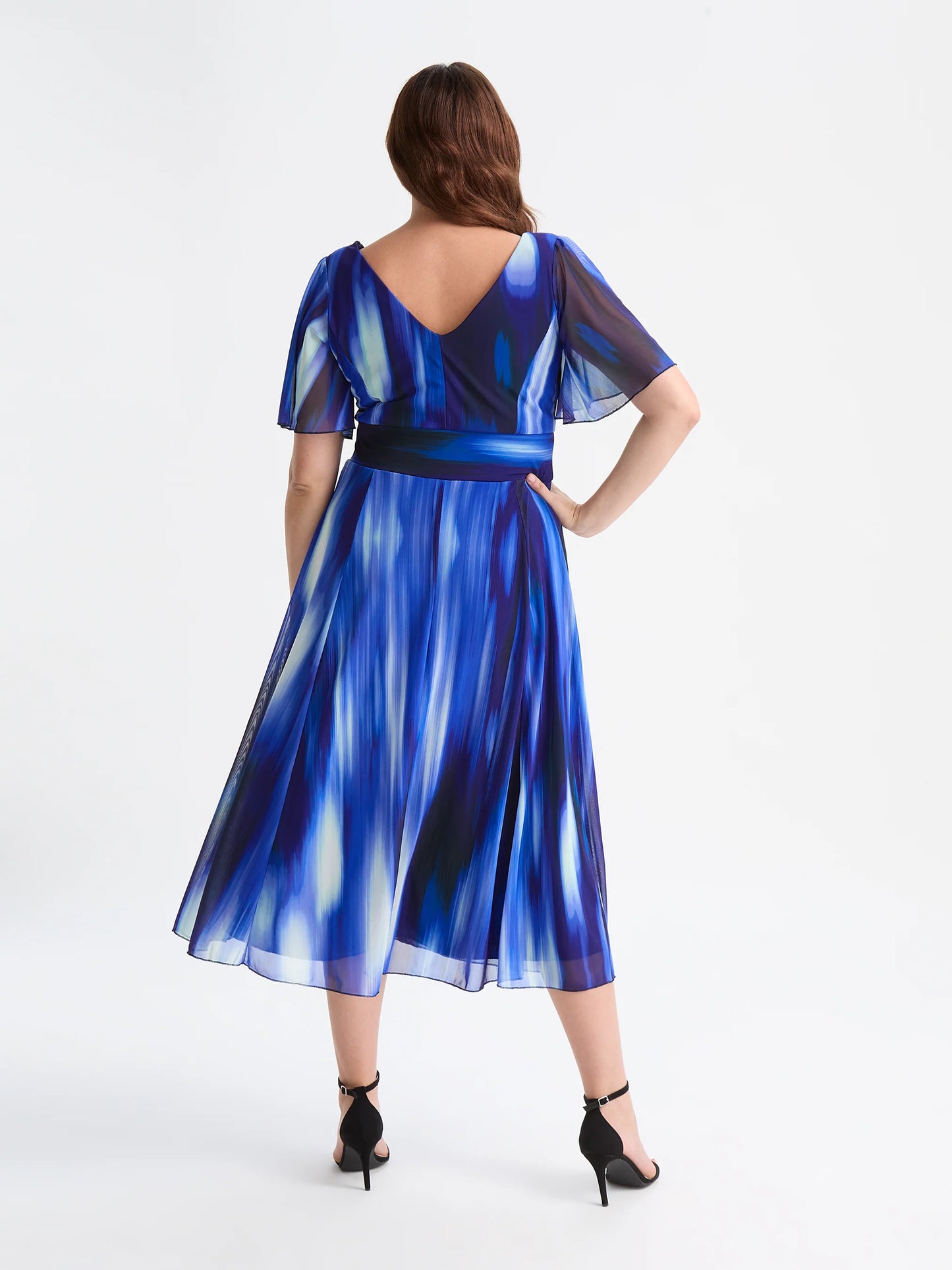 Scarlett & Jo Victoria Blue Ikat Midi Dress