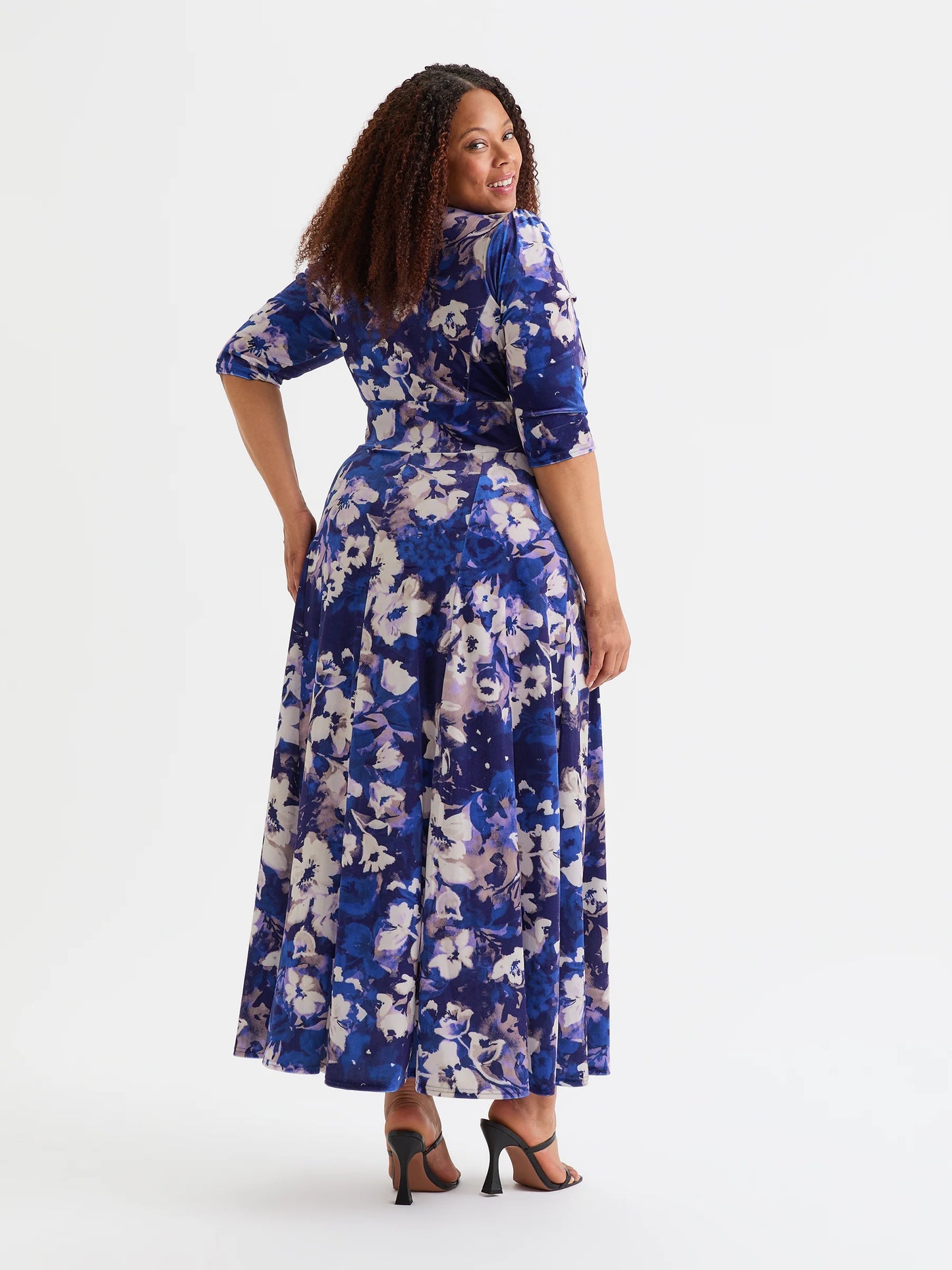 Scarlett & Jo Verity Velvet Cobalt Blue Cream Maxi Dress