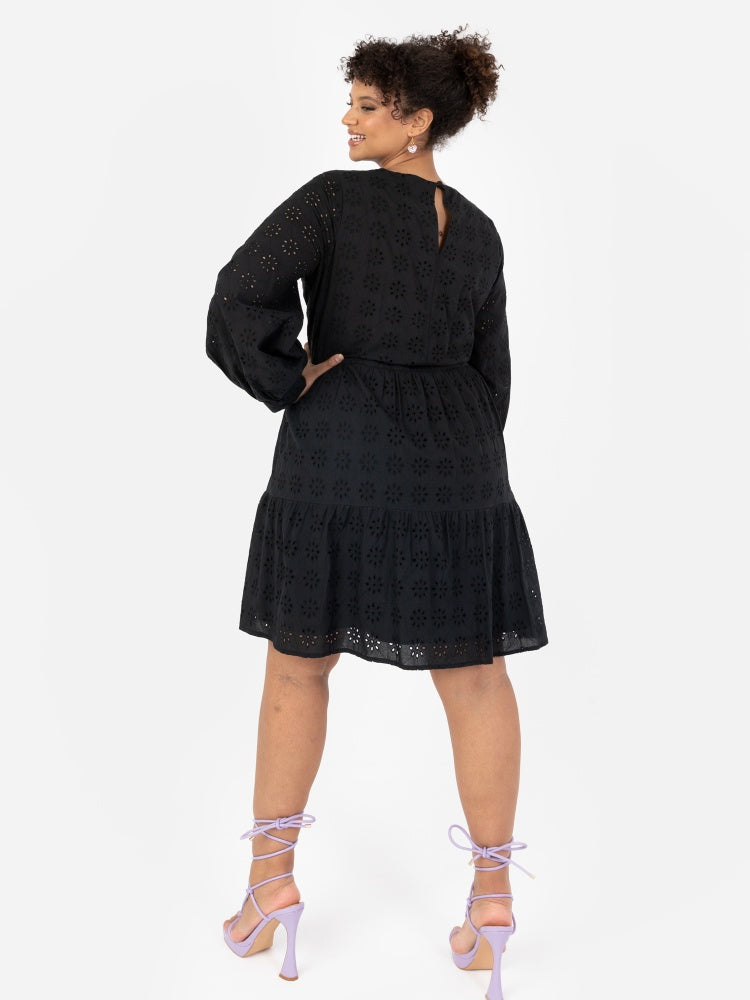 Lovedrobe Long Sleeve Broderie Smock Dress