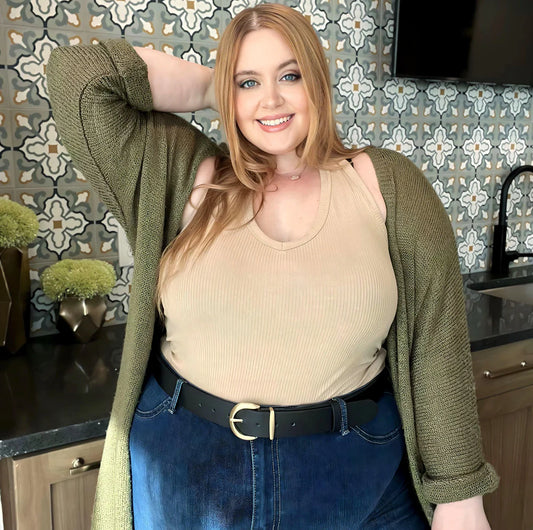 Snag Vegan Leather Belt With Gold Buckle