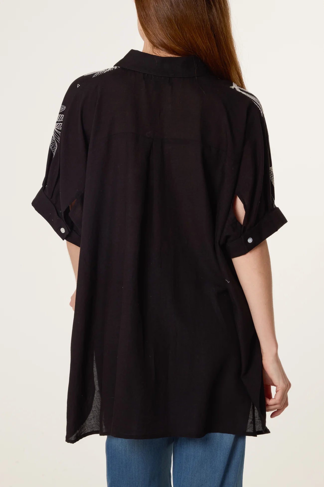 Embroidered Leaf Button Shirt