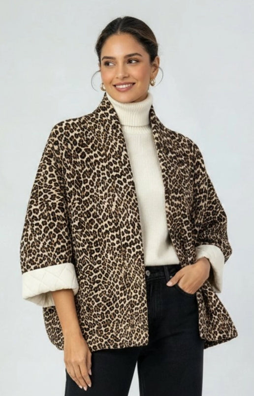Animal Print Quilted Overcoat
