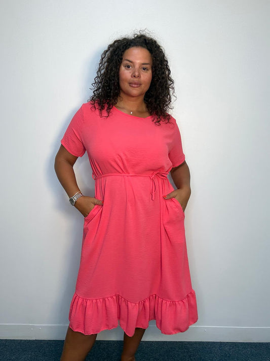 Plain Tie-up Waist Dress