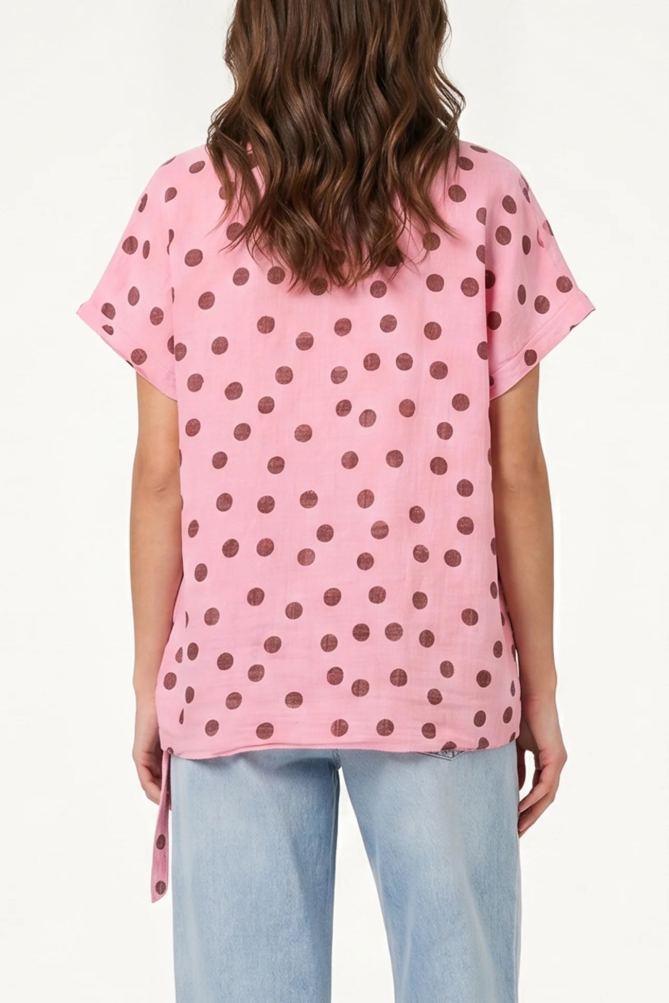 Side Knot Polka Dot Cotton Top