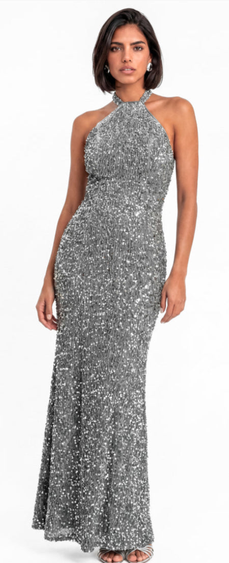 Maya Deluxe Velvet Embellished Halterneck Maxi Dress