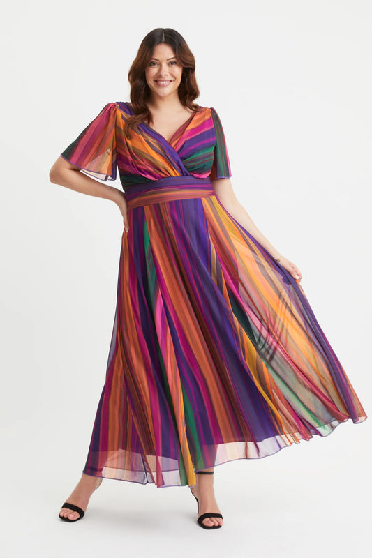 Scarlett & Jo Isabelle Multi Stripe Maxi Dress