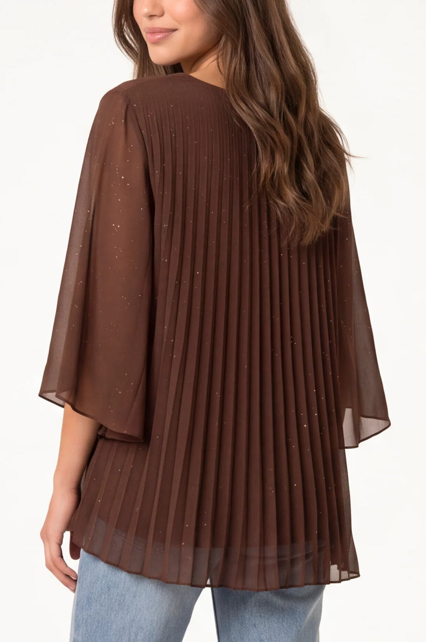 Metallic Glitter Pleated Blouse