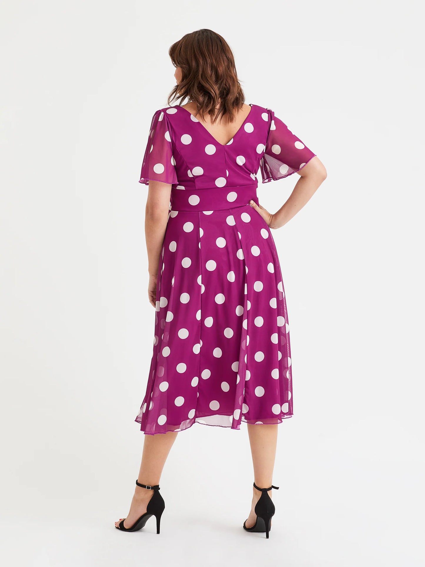 Scarlett & Jo Victoria Mulberry Polka Midi Dress