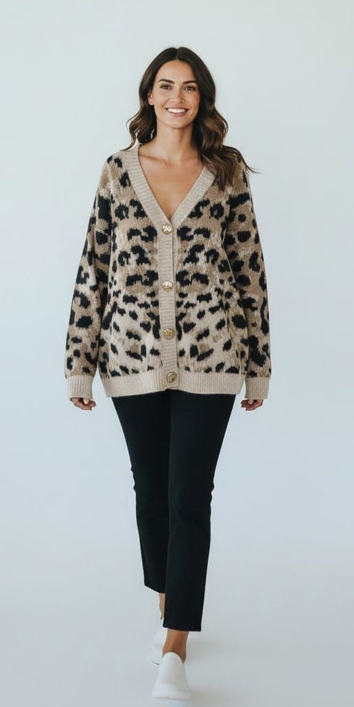Leopard Print Knit Cardigan