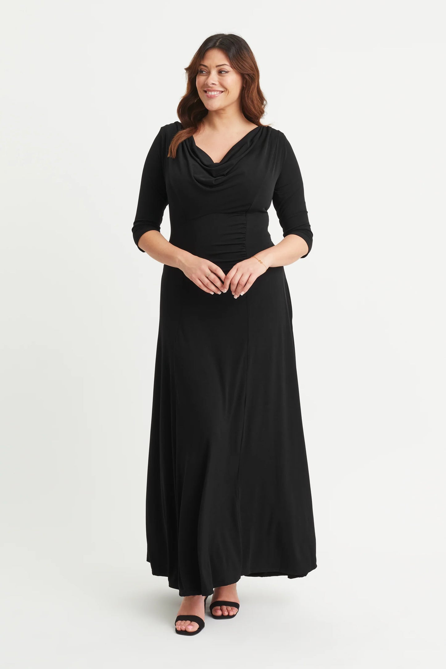 Scarlett & Jo Cowl Neck Black Maxi Dress