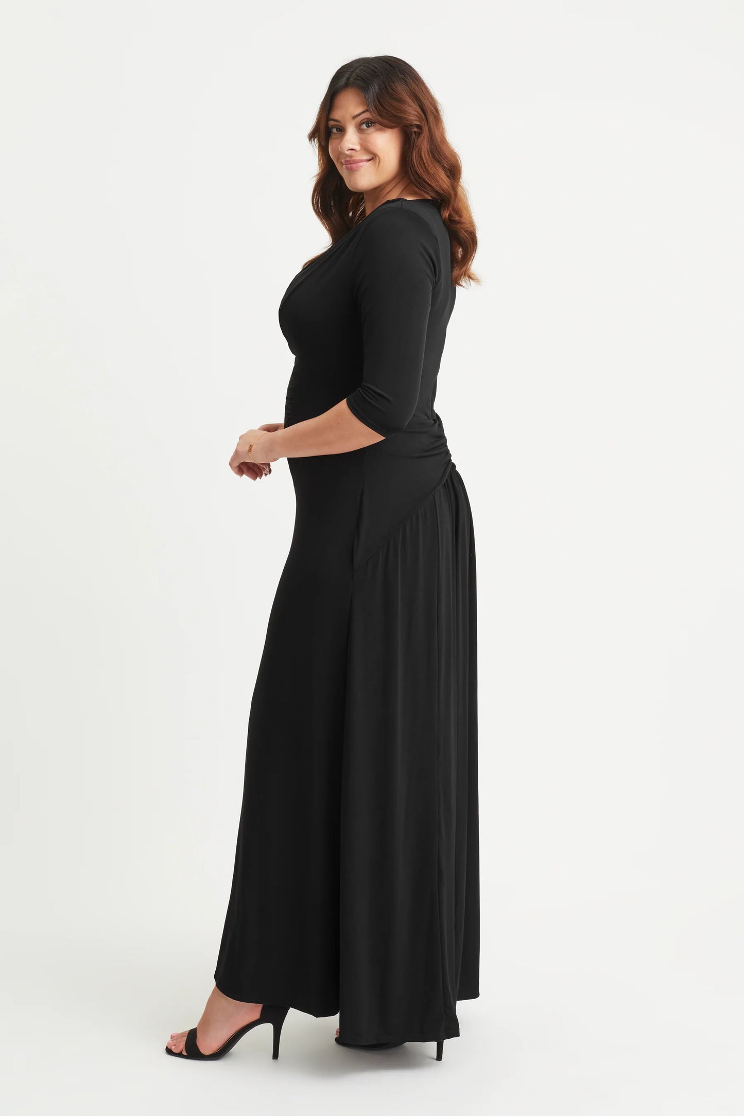 Scarlett & Jo Cowl Neck Black Maxi Dress