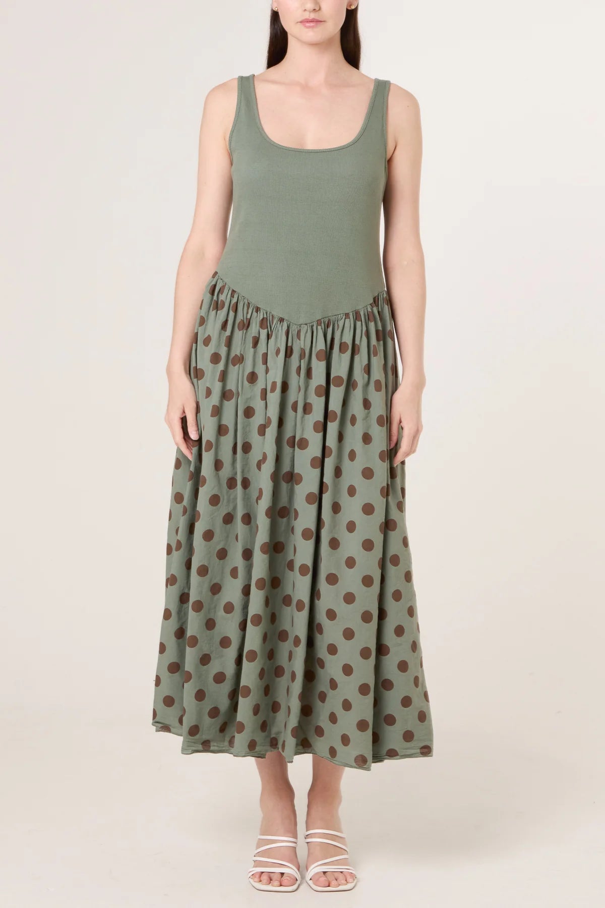 Polka Dot Vest Midi Dress